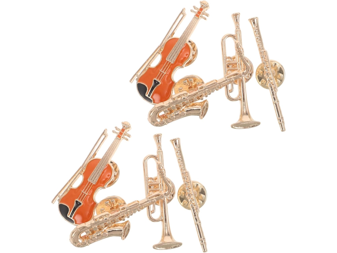 Conjunto De 8 Broches De Instrumentos Musicais Em Metal, Incluindo Violino E Clarinete.