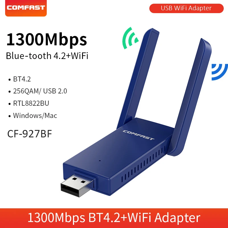 (ax300 Usb 2.0) Adaptador De Rede Sem Fio Wifi 5usb Com Receptor Dongle De Antena Dupla