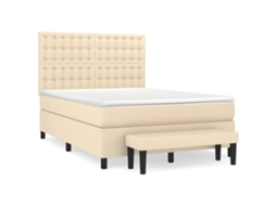 Box Spring Bed, Box Spring Beds Vidaxl Creme Tecido (140 X 190 Cm)