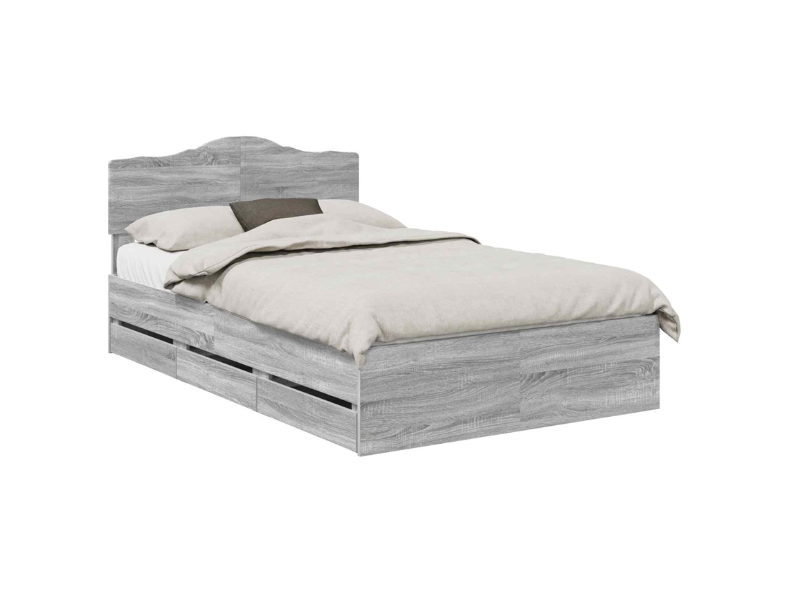 Estrutura de Cama com Gaveta Cinza Sonoma 120x190cm MAISON EXCLUSIVE