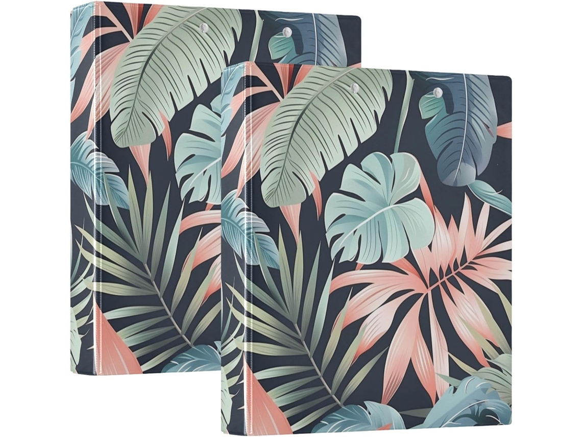 Pasta Escolar Com Prancheta, Estampa De Plantas Tropicais 1 2-polegada 3, 8cm, Pacote Com 200-folhas