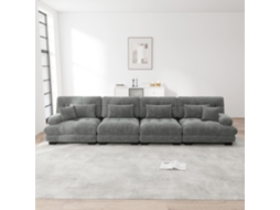 Sofá Modular De 4 Lugares - Sofá-cama De Chenille Com Assento Profundo - Cinza