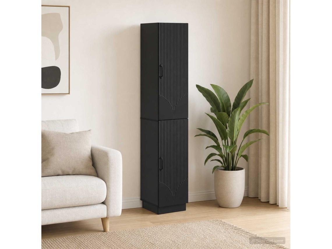 Vidaxl Conjunto De Gabinete 2 Pcs Preto Derivados De Madeira