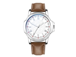 Relógio de Quartzo Masculino de Moda Pulseira de Couro Negócio (pulseira Marrom Escuro Dial Branco)