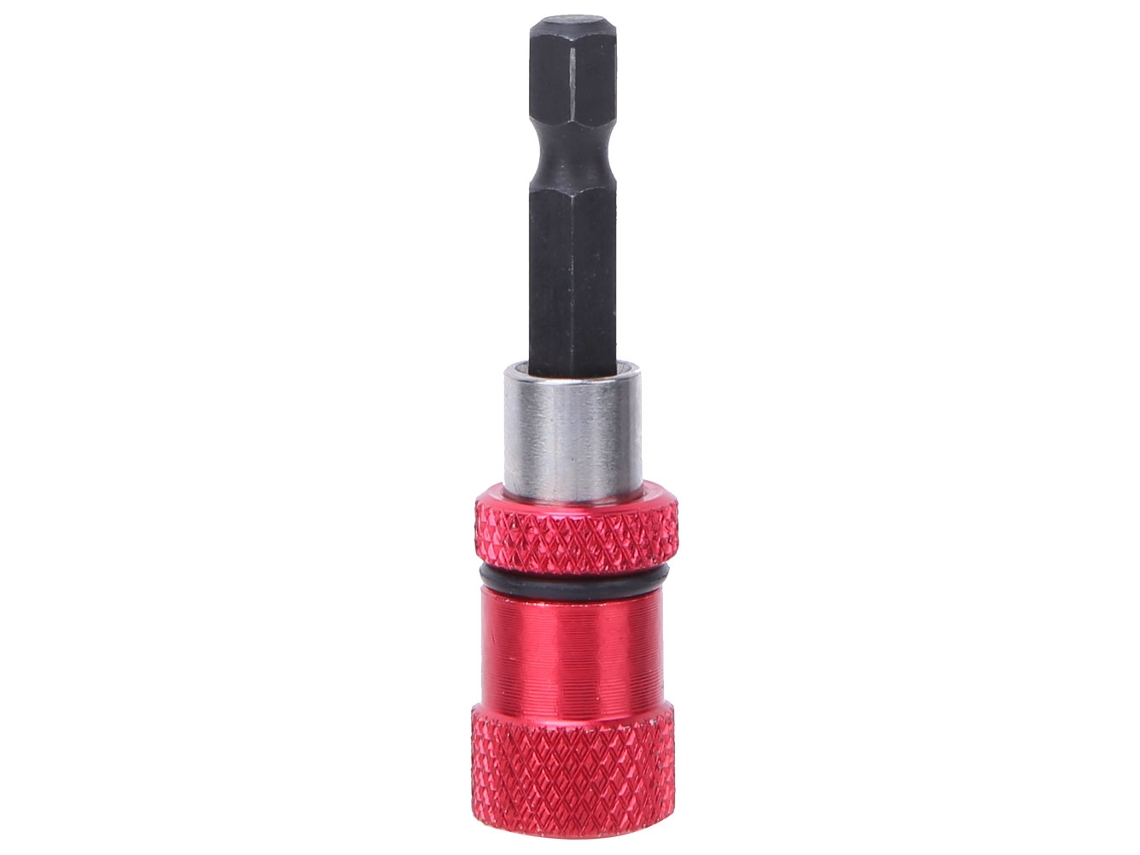 Mandril de aço inoxidável vermelho com extensão magnética, 60 mm, 1/4 de polegada, liberação rápida, ferramentas elétricas