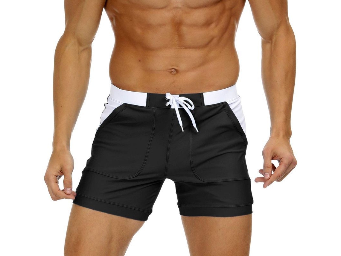 Calção de banho masculino Rebe Quick Swim com cordão ajustável, tamanho 36 XL.