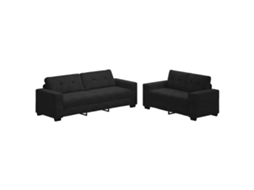 Conjunto de Sofá 2 Peças com Almofadas em Veludo Preto MAISON EXCLUSIVE