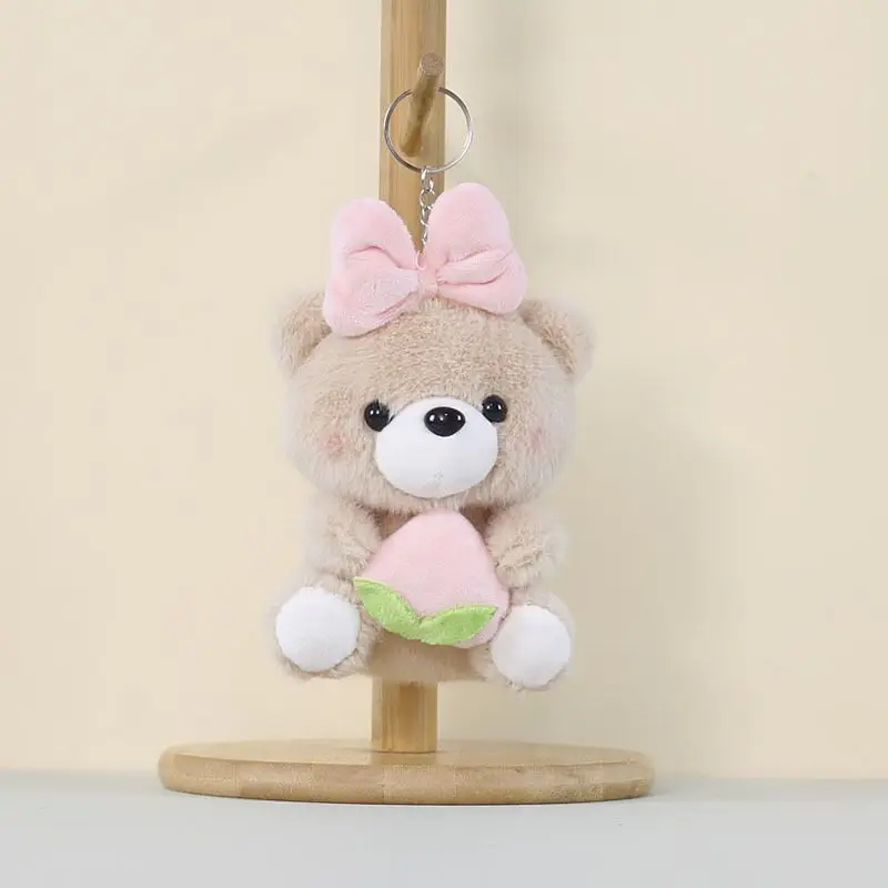 Chaveiro de Pelúcia de Frutas Sortidas, 14 Cm, Lindo Acessório para Bolsa MDUG (cinza)