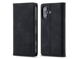 Capa Carteira Lc.imeeke Para Iphone 17 Em Couro Sintético - Preta