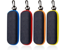 Estojo para Óculos Masculino com 4 Peças, Jeans com Zíper e 4 Panos de Limpeza, Portátil e de Viagem AQUAFORGE