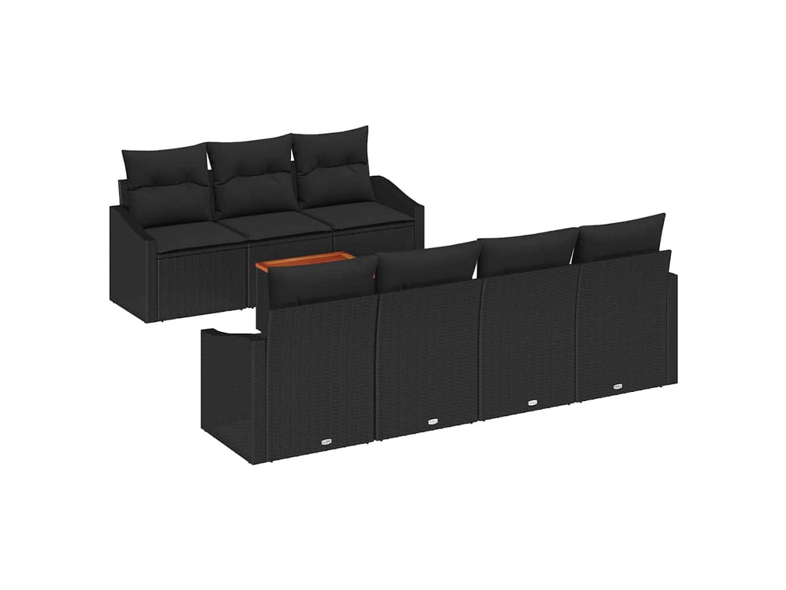 Conjunto de sofá de jardim 8 peças Preto Vime Pe MAISON EXCLUSIVE