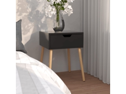 Vidaxl Mesa De Cabeceira Derivados De Madeira Preto Brilhante