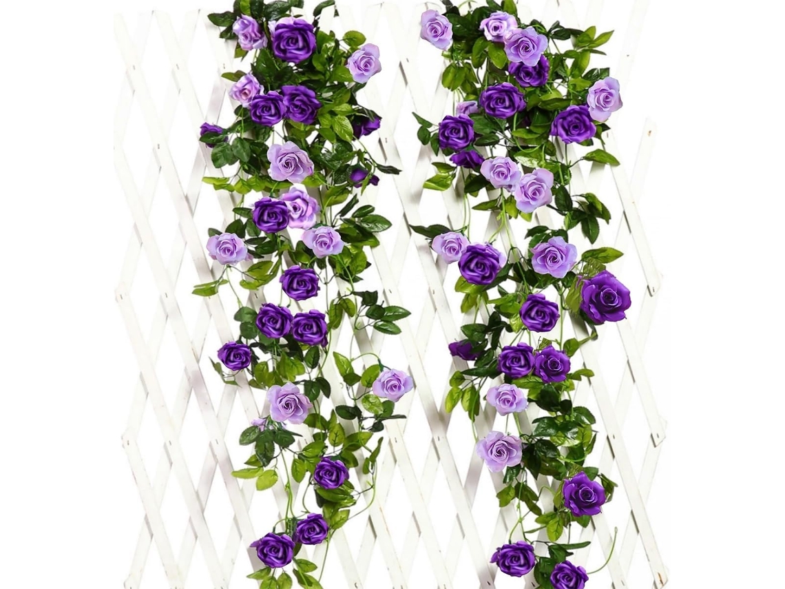 Conjunto de 2 Guirlandas de Rosas Artificiais em Dois Tons, para Exterior, Interior AQUAFORGE