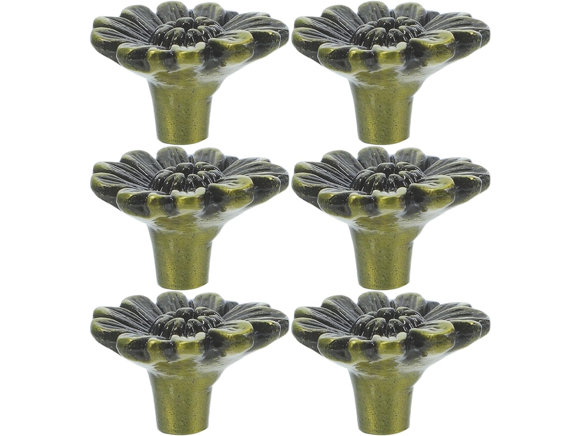 Conjunto De 6 Puxadores Em Liga Zinco Maciço Com Acabamento Metálico Durável, Com Design Floral Vintage, Ideais Para