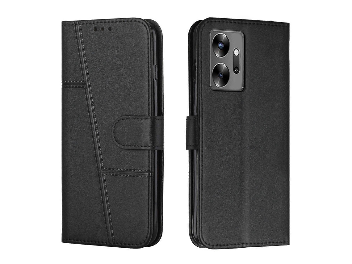 Capa De Celular Em Couro Com Textura De Bezerro E Fivela, Costurada, Para Infinix Zero 20