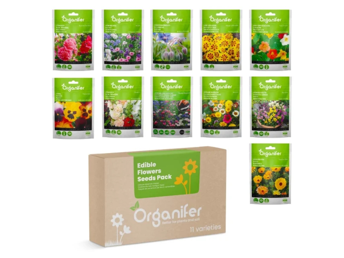 Pacote de Sementes de Flores Comestíveis - 11 Tipos - ORGANIFER