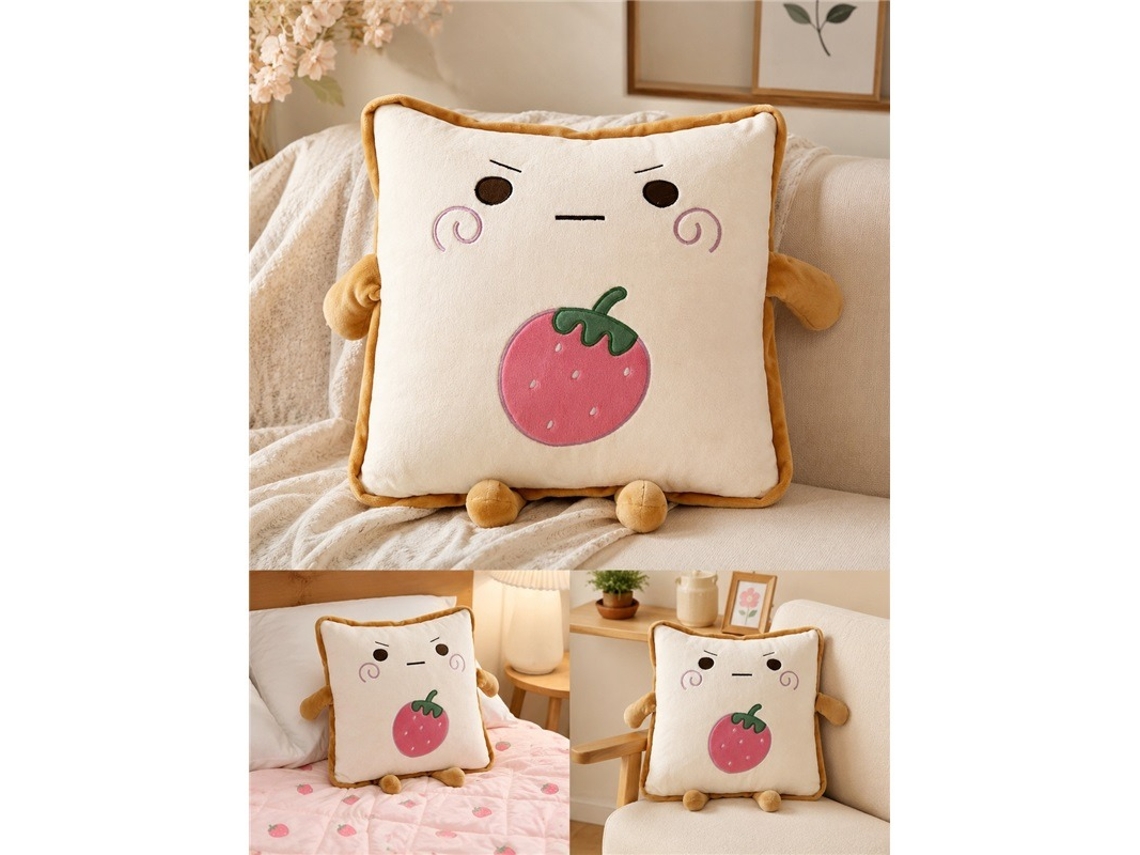 Almofada Manta Morango Off white Macia Aveludada 38x38cm VOLTEDGE