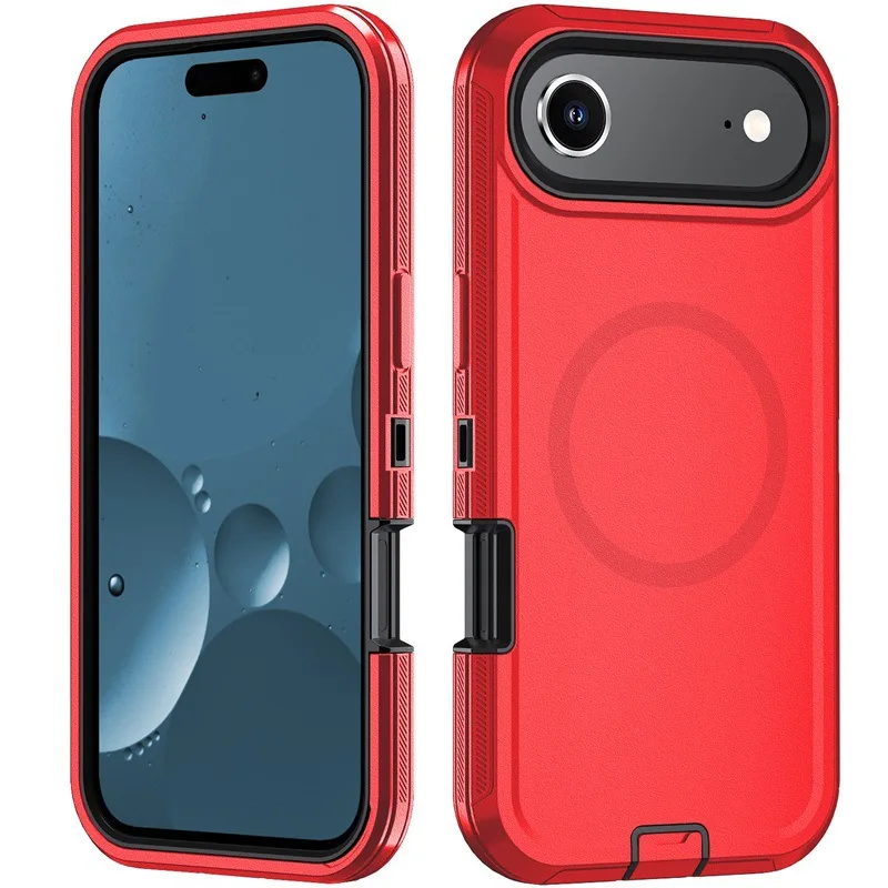 (vermelho, Iphone 17) Capa Protetora Híbrida De Três Camadas, À Prova De Choque.