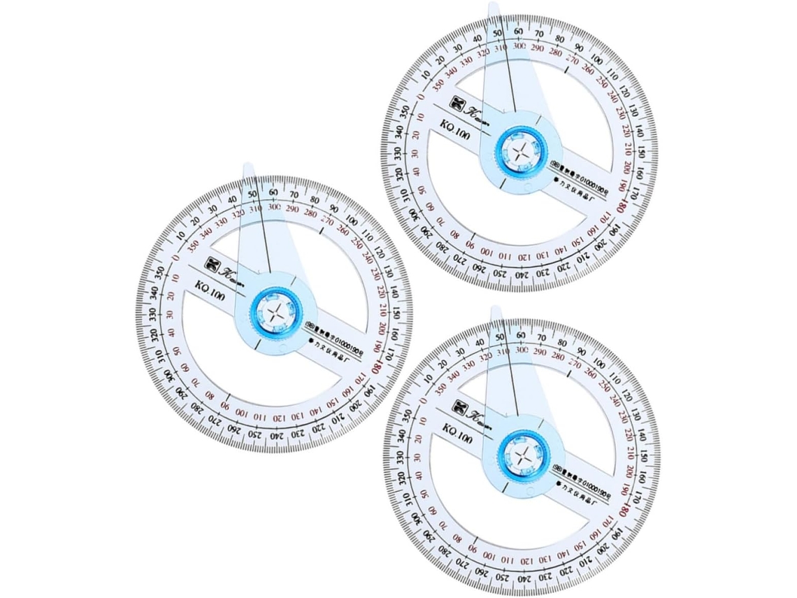 Régua circular multifuncional de 3 peças para transferência, feita de plástico resistente, ideal para decoração escolar.