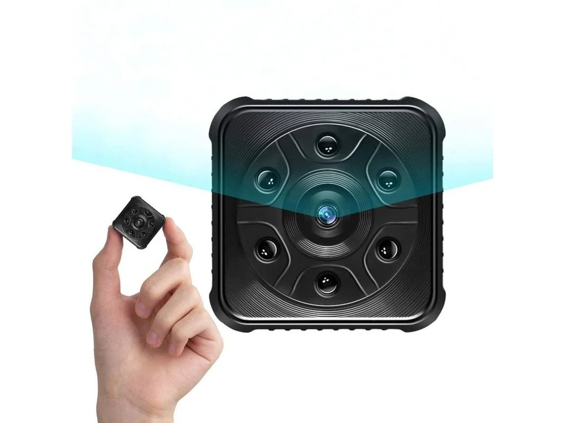 Câmera espiã, minicâmera, câmera de vigilância sem fio WiFi HD 1080P com visão noturna e detecção de movimento (preta)