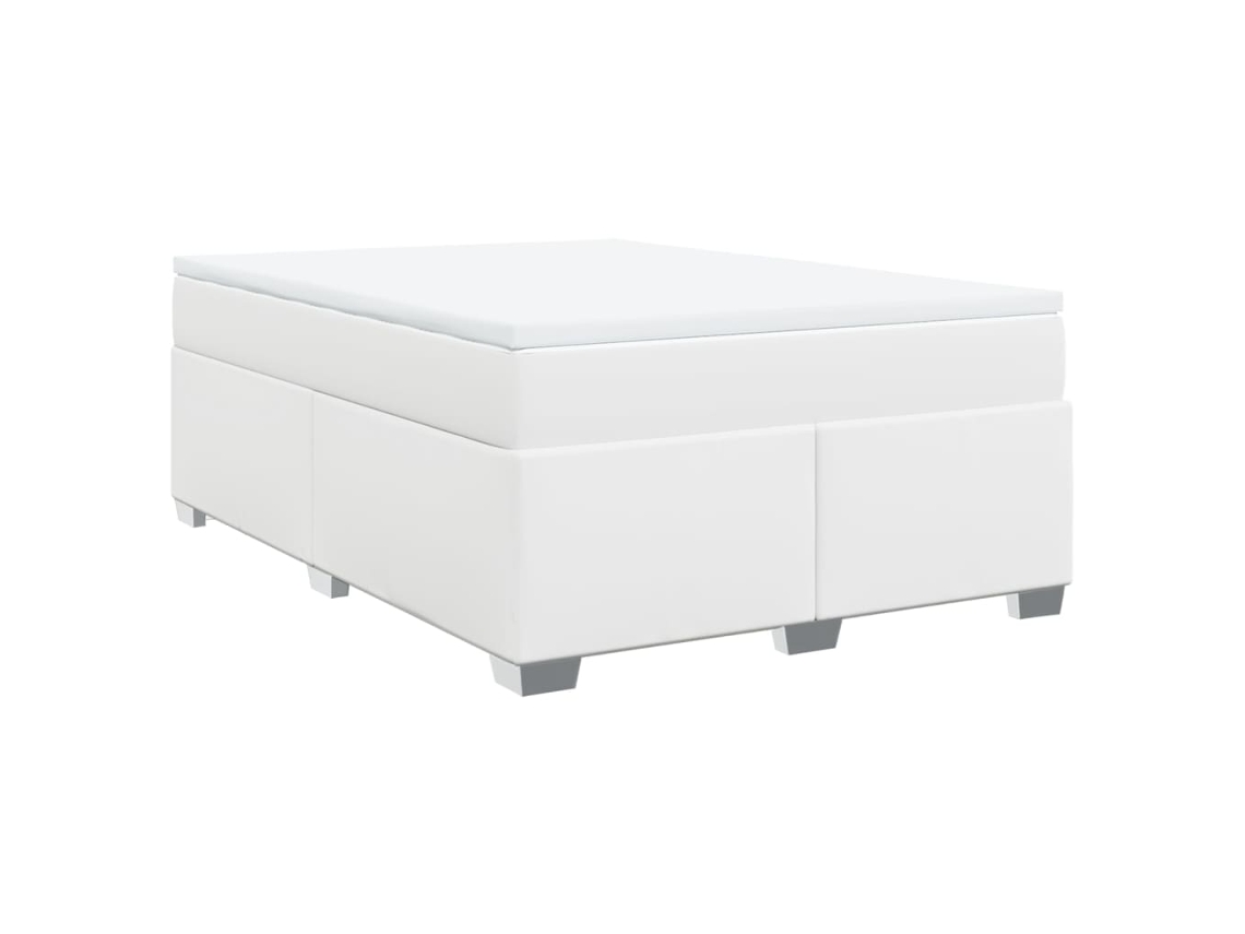 Cama com Molas Couro Artificial Branco MAISON EXCLUSIVE 140x200 cm