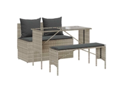 Conjunto de Jantar 3 Pcs para Jardim com Almofadões Cinzento Claro MAISON EXCLUSIVE (3 pcs)