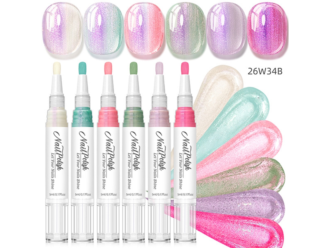 Canetas De Esmalte Aquático Com 6 Cores , Secagem Rápida E Sem Lâmpada Combinação B Panoona