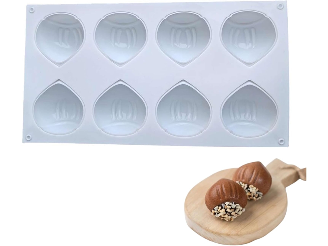 Molde De Silicone Com 8 Cavidades Em Formato De Castanhas 3d.