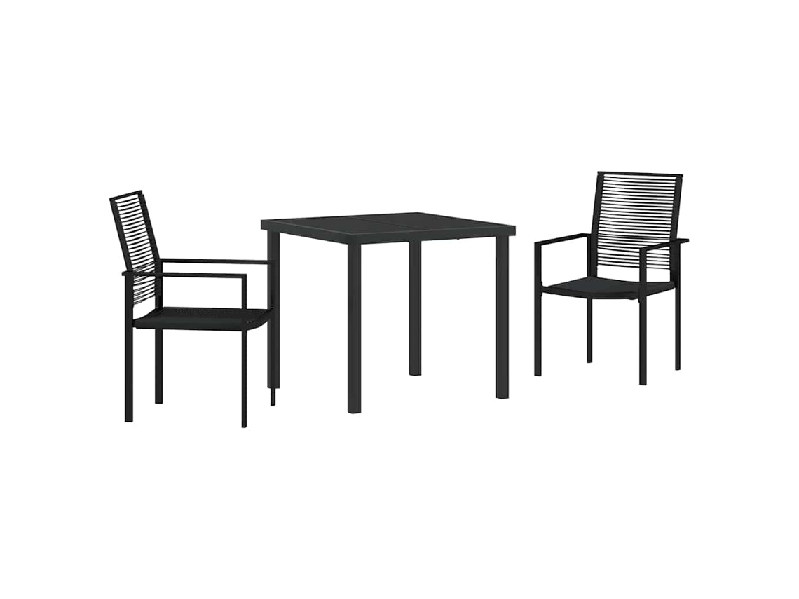 Conjunto de Jantar para Jardim 3 Pcs - Móveis de Jardim para Refeição Preto Aço Revestido a Pó HARLANV1