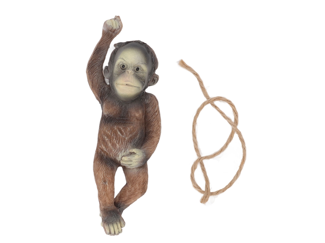 Estátua De Macaco Bebê Pendurado Escultura De Resina Marrom Para Árvores Jardins