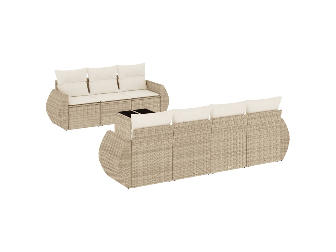 Conjunto de 8 Sofás para Jardim com Almofadões Vime Pe Bege MAISON EXCLUSIVE (8 pcs)