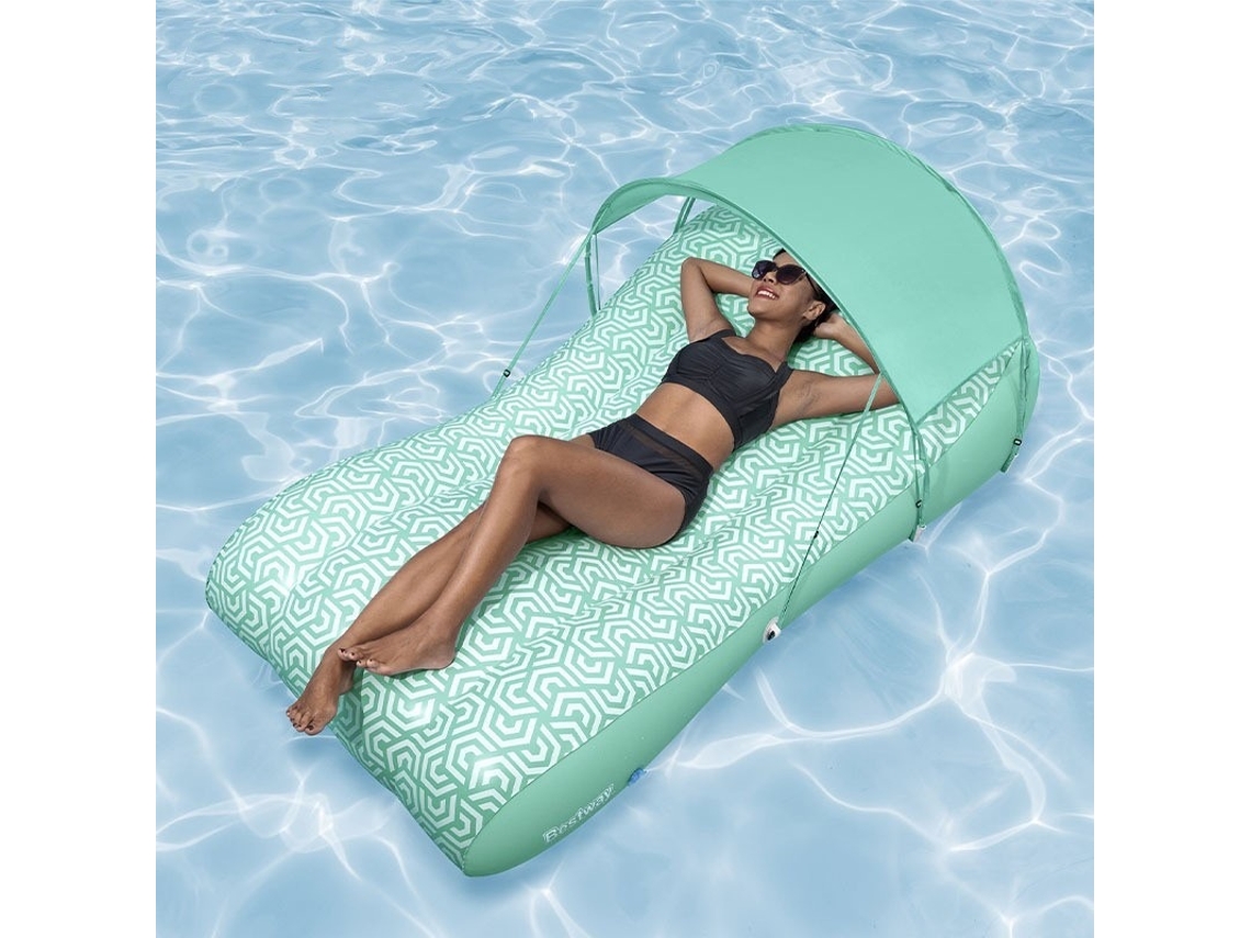 Cama Flutuante Inflável Grande Para Adultos - Espreguiçadeira Para Piscina Com Encosto E Porta-copos | Almofada Inflável Flutuante Para Piscina