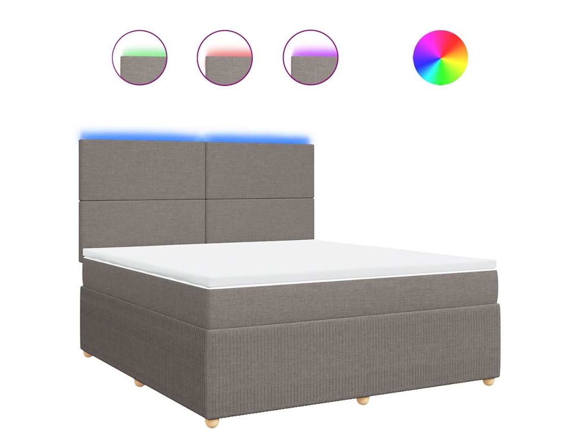 Conjunto 1 Cama Box Spring Vidaxl Marrom-acinzentado Tecido (200 X 180 X 150.5 Cm)