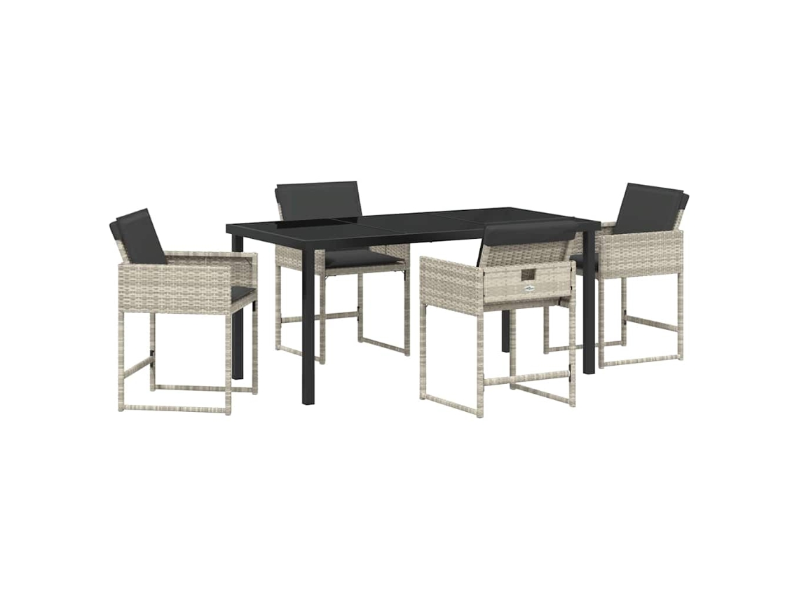 Conjunto De Jantar Para Jardim Com Almofadas Cinza Claro Em Rattan Pe Vidaxl Cinza Claro Vime Pe
