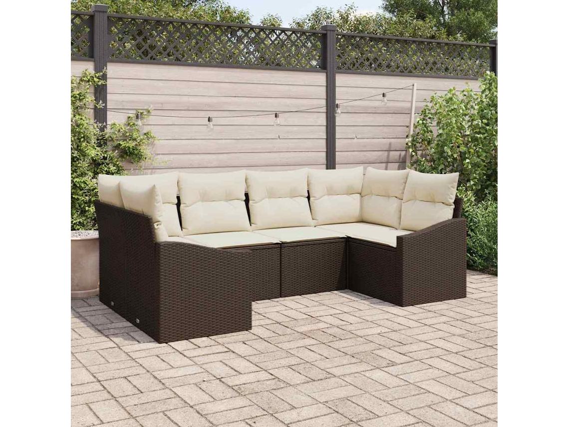 Vidaxl Conjunto De Sofás 6 Unid. Castanho Vime Pe