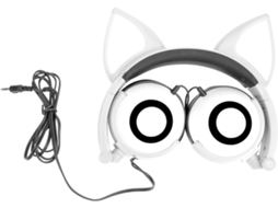 Fones De Ouvido Supra Auriculares Nuobesty Com Orelhas Gato Para Crianças, Meninos E Meninas, Ajustáveis E Com Luzes
