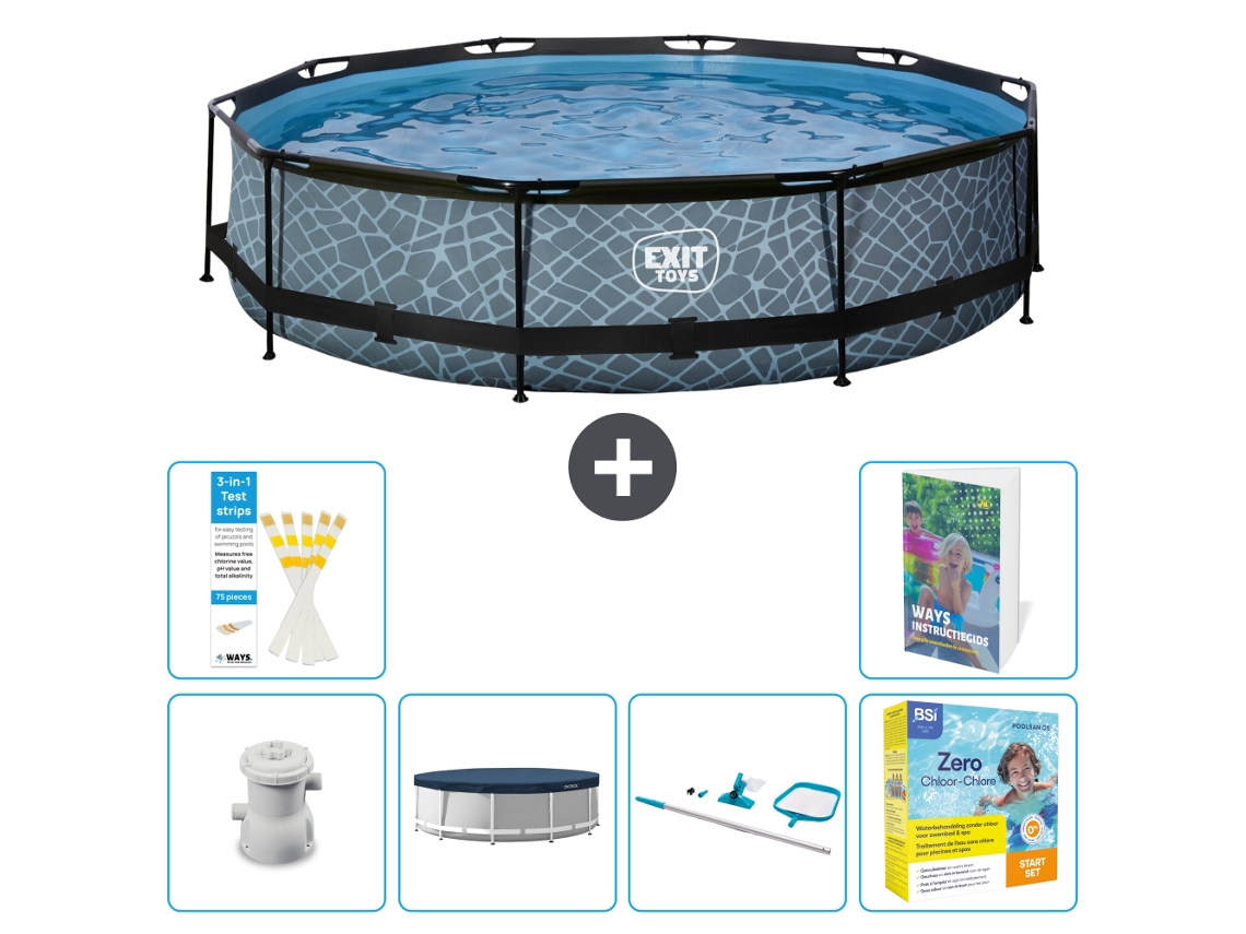 Exit-toys Piscina Exit Redonda - Efeito Pedra - 360x76 Cm - 7-peças S202