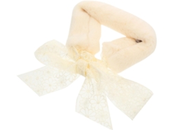 Cachecol Feminino De Inverno Em Renda Branca Com Forro De Pelúcia Quente, Tamanho Médio, Acessório De Moda.