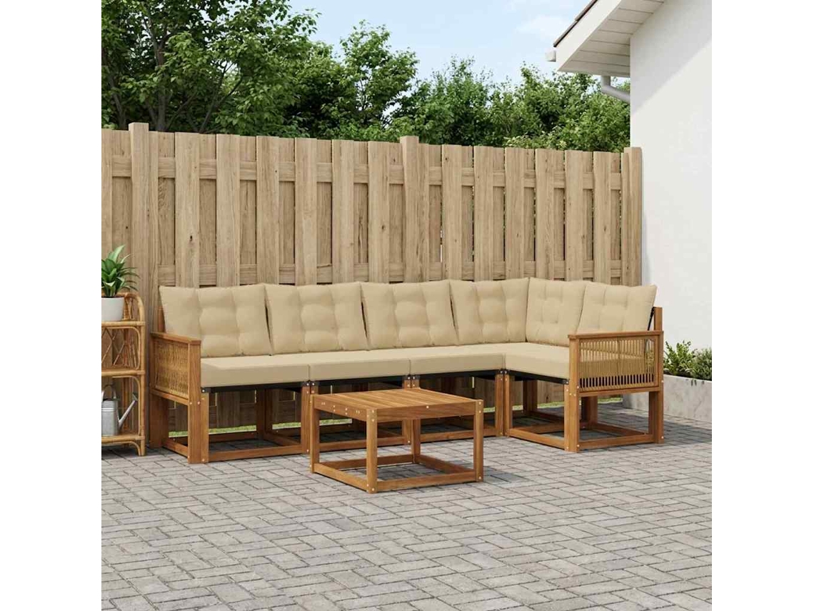 Vidaxl Conjunto De Sofás Para Exterior 6 Unid. Natural E Bege