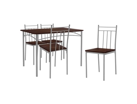 Mesa de Jantar com 4 Cadeiras Carvalho Escuro Madeira ML-DESIGN