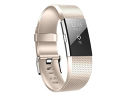 Bracelete de Smartwatch para FITBIT Charge 2 de metal xadrez (ouro champanhe)