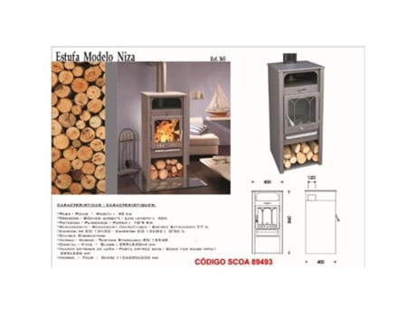 Estufa Leña 365 Nizahorno Calienta Platos Salida Superior 120 Fplus