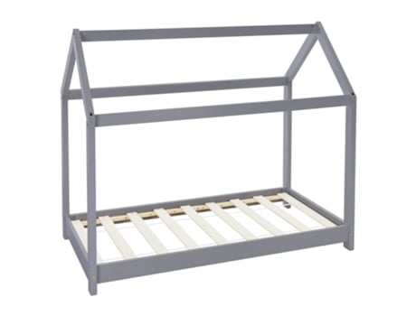 Berço com Telhado e Estrutura de Ripas 70X140 Cm Pinho Cinzento Claro ML-DESIGN