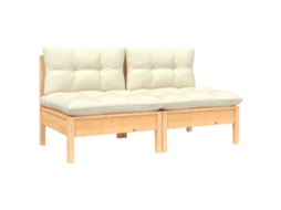 2-seater Garden Sofa, 2-seater Garden Sofas Vidaxl Creme Madeira De Pinho (n/a)
