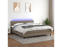 Vidaxl Cama Box Spring Colchão/led 180x200cm Tecido Cinza-acastanhado