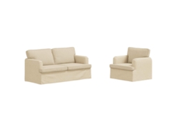 Maison Exclusive - Conjunto De Sofás 2 Unid. Creme Tecido
