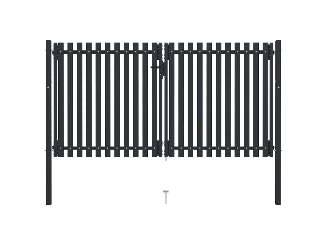 Vidaxl Portão De Cerca De Porta Dupla Em Aço 300x175 Cm Antracite