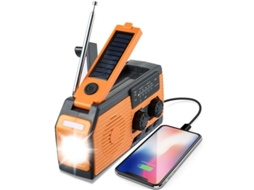 LANTERNA multifuncional AQUAFORGE para uso externo, manivela, rádio LED, carregador de celular, verde