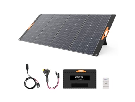 Painel Solar Dobrável BLACKVIEW OSCAL Pm400 400W Suporte Ajustável =22.7% Eficiência de Conversão Solar Material Etfe