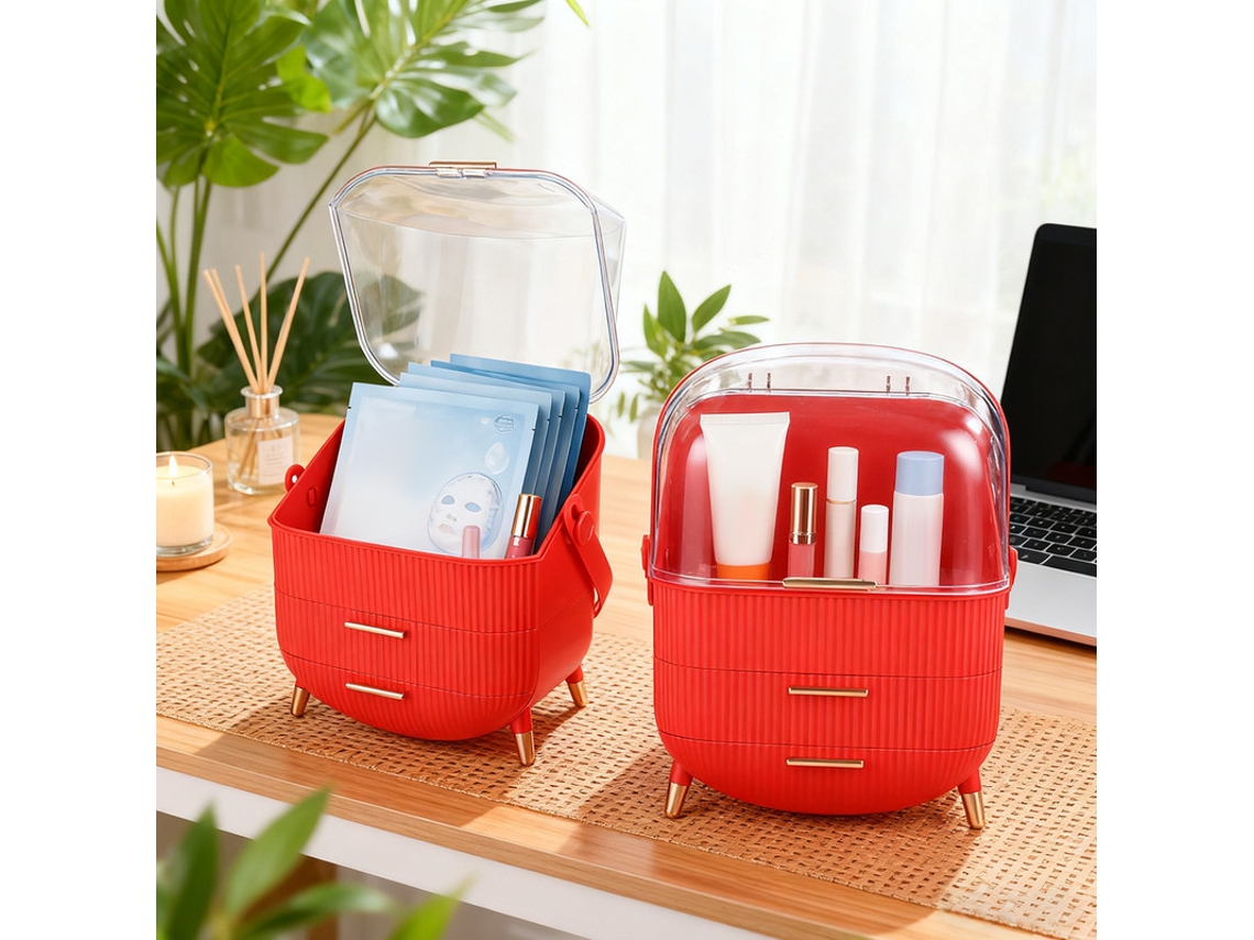 Caixa Organizadora de Cosméticos Nettlife – Grande, com Gavetas, Portátil, Resistente à Água e à Água